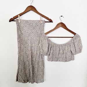 Grace Leopard Print Off-Shoulder Top and Skirt Set S/M